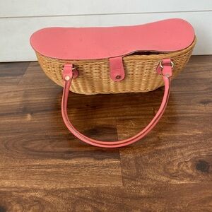 Kate Spade Stylish Pink and Tan Woven Shoulder Bag